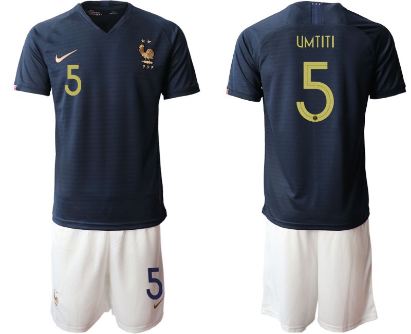 Men 2019-2020 Season National Team French home #5 blue Soccer Jerseys->->Soccer Country Jersey